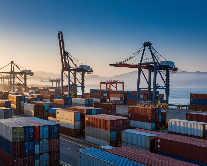 South Korean Container Port at Dawn